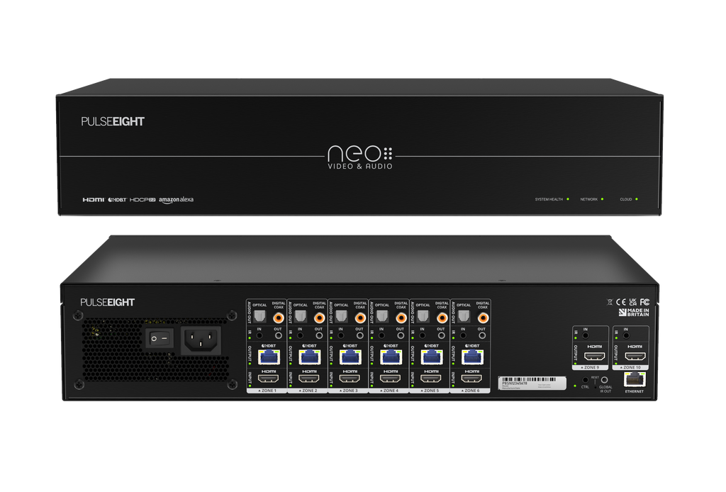 Pulse Eight neo:6a 6x8 UHD Video Matrix over IP with 6 x POH receivers