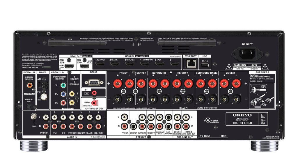 Onkyo TX-RZ50 9.2 AV Receiver with HDMI 2.1 and Dirac Live